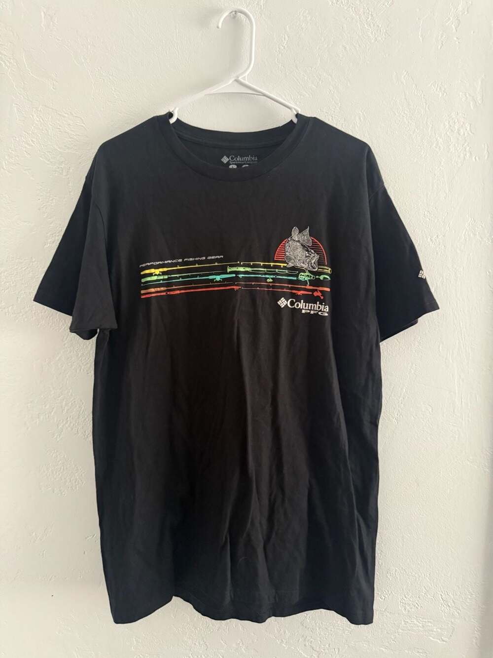 Columbia PFG Men's Black Graphic Fishing T-Shirt Size L